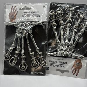 Silver Gothic Hand Bracelet set of 2
